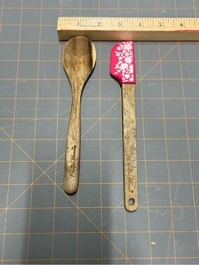 Pioneer woman mini Floral Pink Silicone Spatula & miniWooden Spoon Set